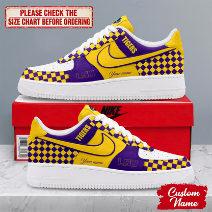 SPECIAL EDITION - NEW CUSTOMIZED NCAA CWS07 LST LSU TIGERS AF1 SHOES
