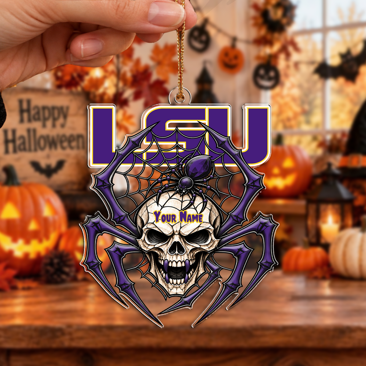 FINAL SALE - NEW CUSTOMIZED NCAA CWS07 LST LSU TIGERS HALLOWEEN ACRYLIC ORNAMENT