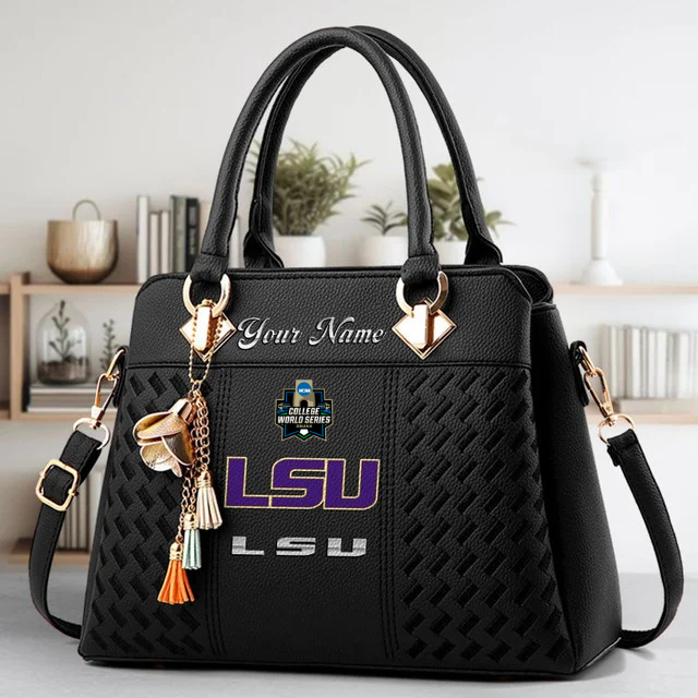 VIRAL EDITON - NEW CUSTOMIZED NCAA CWS07 LST LSU TIGERS ZIP HANDBAG MULTICOLOR