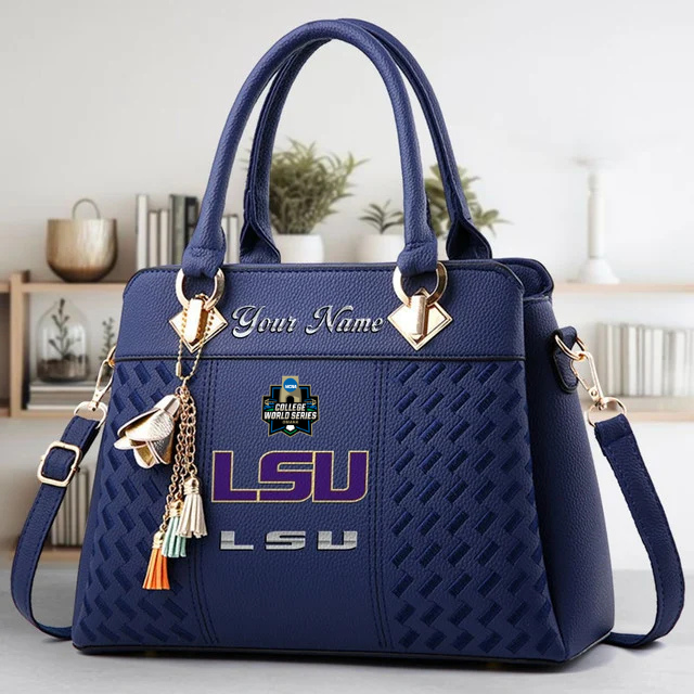 VIRAL EDITON - NEW CUSTOMIZED NCAA CWS07 LST LSU TIGERS ZIP HANDBAG MULTICOLOR