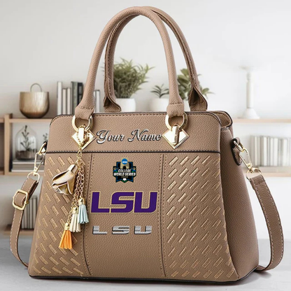 VIRAL EDITON - NEW CUSTOMIZED NCAA CWS07 LST LSU TIGERS ZIP HANDBAG MULTICOLOR