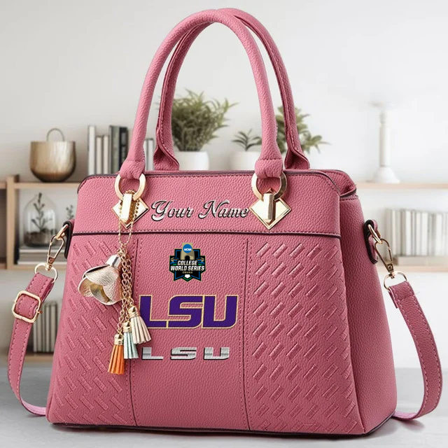 VIRAL EDITON - NEW CUSTOMIZED NCAA CWS07 LST LSU TIGERS ZIP HANDBAG MULTICOLOR
