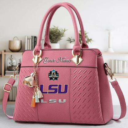 VIRAL EDITON - NEW CUSTOMIZED NCAA CWS07 LST LSU TIGERS ZIP HANDBAG MULTICOLOR