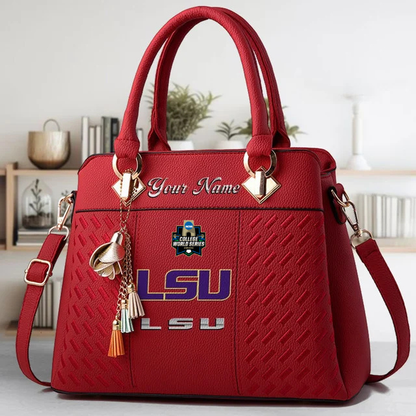 VIRAL EDITON - NEW CUSTOMIZED NCAA CWS07 LST LSU TIGERS ZIP HANDBAG MULTICOLOR