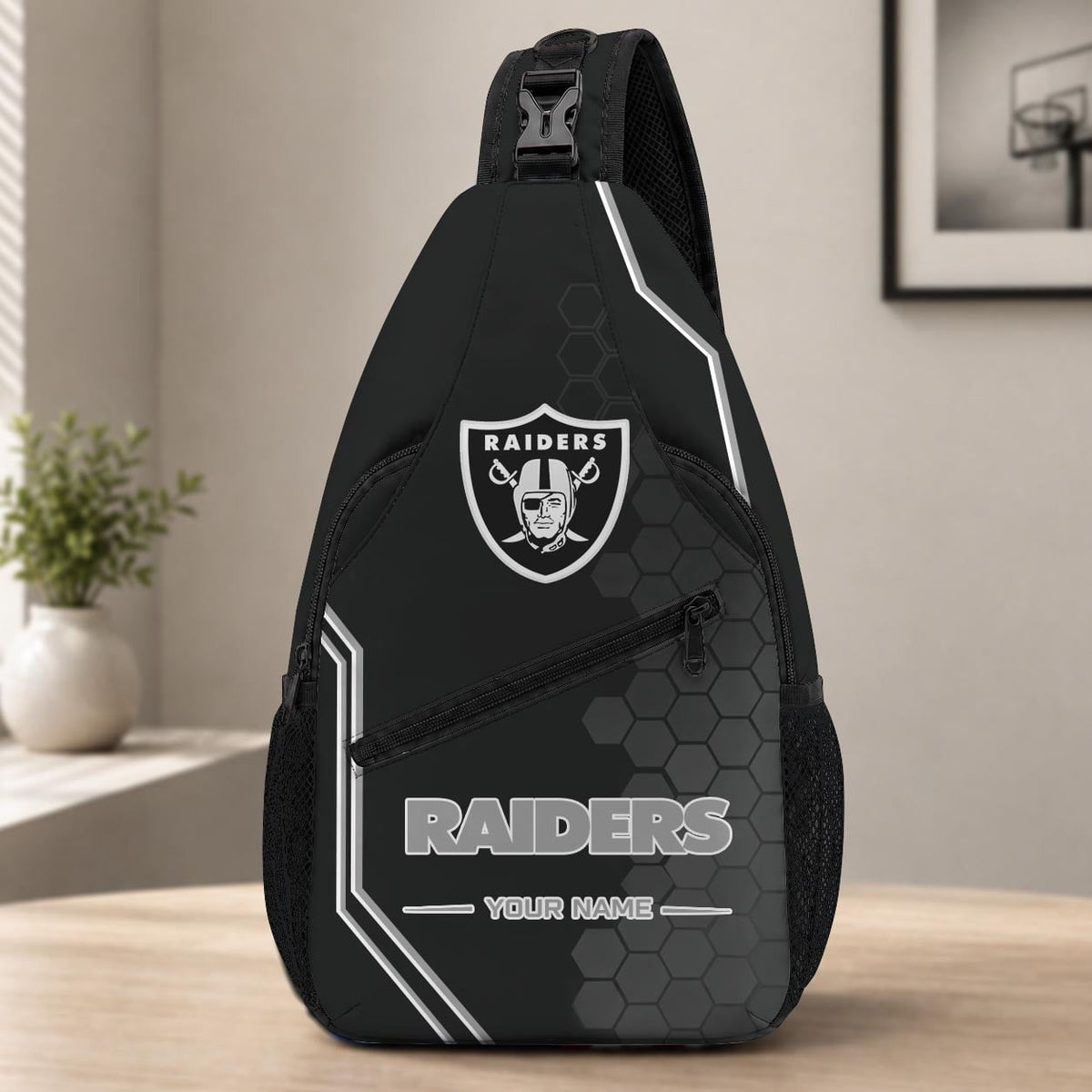 ELITE EDITION - NEW CUSTOMIZED NFL07 LVR LAS VEGAS RAIDERS SLING BAG