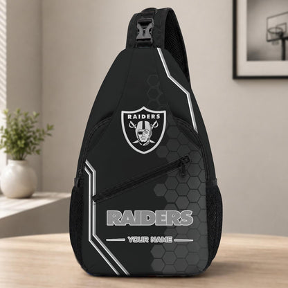 ELITE EDITION - NEW CUSTOMIZED NFL07 LVR LAS VEGAS RAIDERS SLING BAG