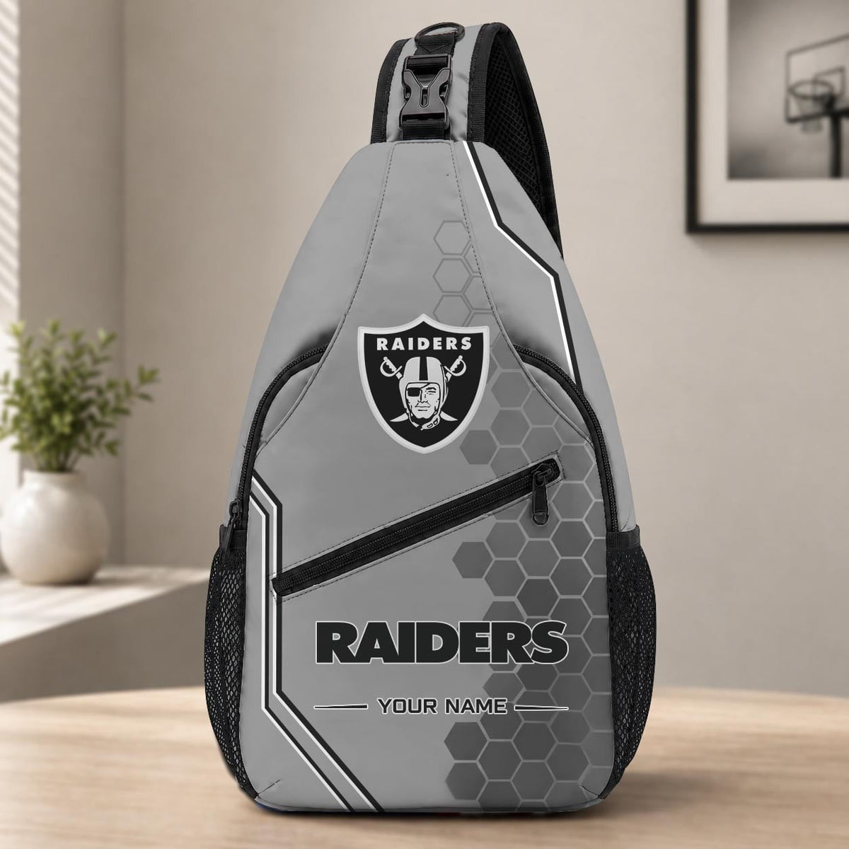 ELITE EDITION - NEW CUSTOMIZED NFL07 LVR LAS VEGAS RAIDERS SLING BAG