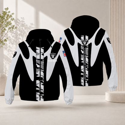 SPECIAL EDITION - NEW CUSTOMIZED NFL07 LVR LAS VEGAS RAIDERS WINDBREAKER JACKET