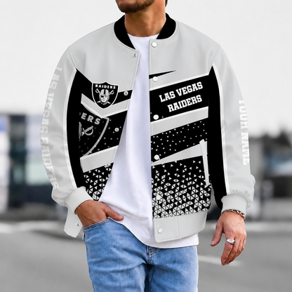 LIMITED EDITION - NEW CUSTOMIZED NFL07 LVR LAS VEGAS RAIDERS SATIN VARSITY & BASEBALL JACKET