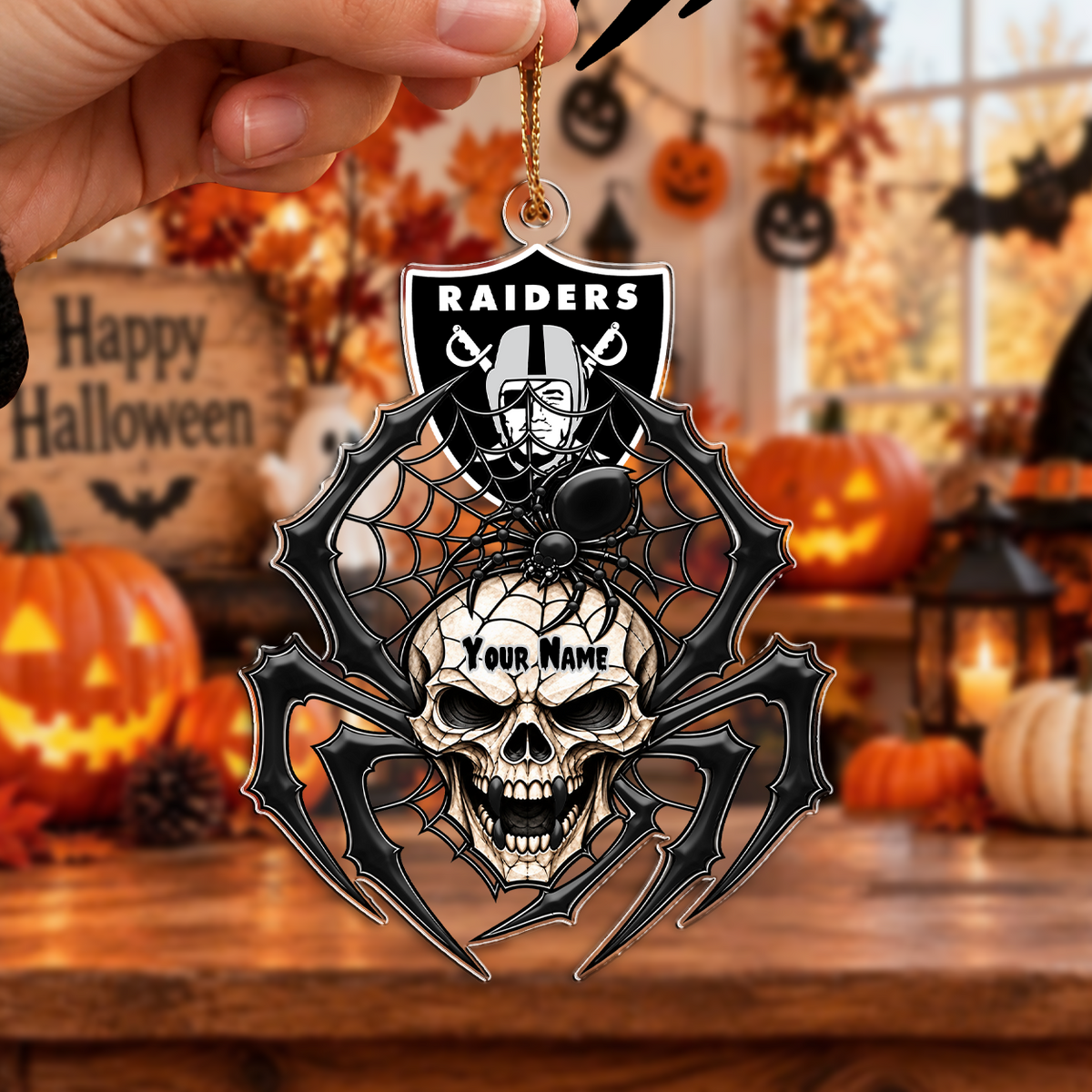 LIMITED EDITION - NEW CUSTOMIZED NFL07 LVR LAS VEGAS RAIDERS CHRISTMAS ACRYLIC ORNAMENT