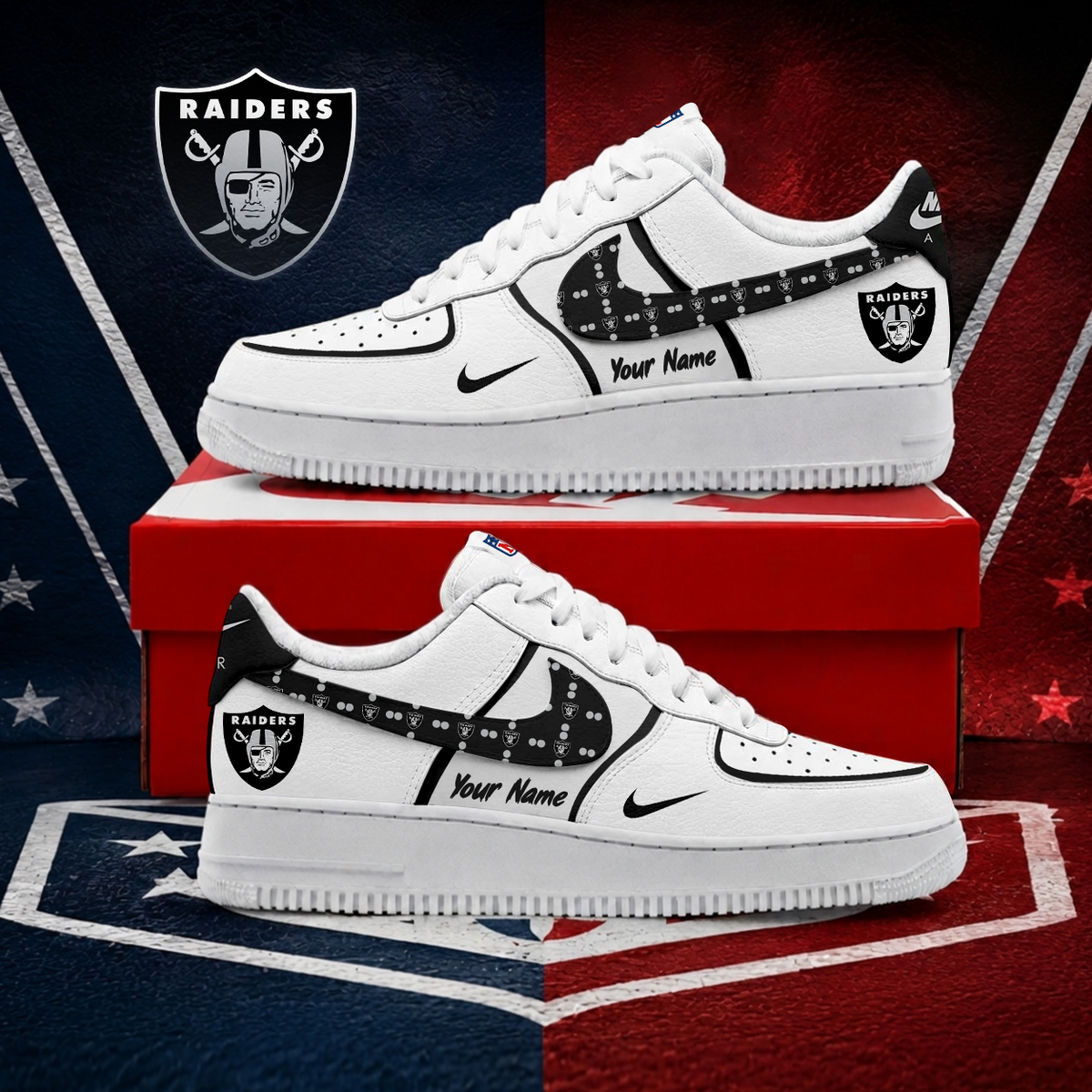 LIMITED EDITION - NEW CUSTOMIZED NFL07 LVR LAS VEGAS RAIDERS AF1 SHOES