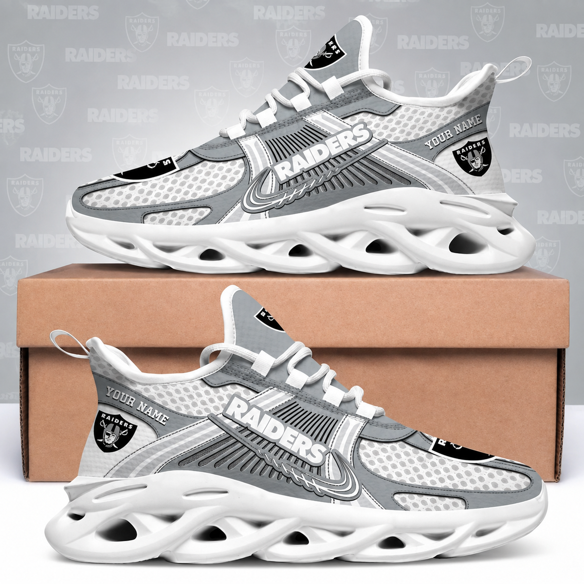 SPECIAL EDITION - NEW CUSTOMIZED NFL07 LVR LAS VEGAS RAIDERS MAX SOUL SHOES