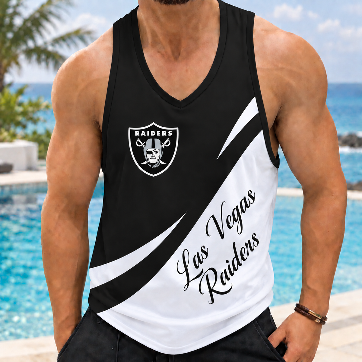 ELITE EDITION - NEW CUSTOMIZED NFL07 LVR LAS VEGAS RAIDERS MEN'S TANK TOP
