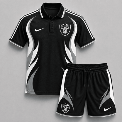 EXCLUSIVE EDITION - NEW CUSTOMIZED | NFL07 LVR LAS VEGAS RAIDERS POLO SHIRT & SHORT PANTS SET