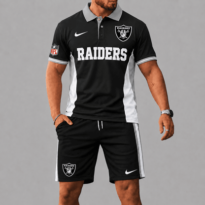 SPECIAL EDITION - NEW CUSTOMIZED | NFL07 LVR LAS VEGAS RAIDERS POLO SHIRT & SHORT PANTS SET