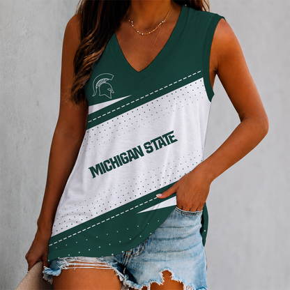 FINAL SALE - NEW CUSTOMIZED NCAA MAM07 MICHIGAN STATE SPARTANS WOMEN'S V-NECK TANK TOP
