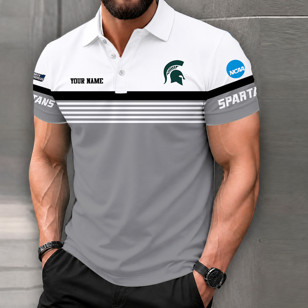 LIMITED EDITION - NEW CUSTOMIZED NCAA MAM07 MSS MICHIGAN STATE SPARTANS POLO SHIRT