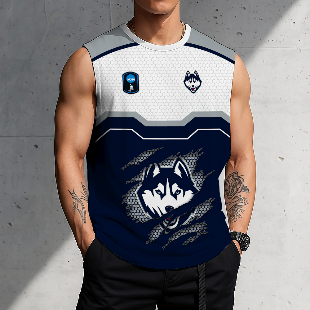 LIMITED EDITION - NEW CUSTOMIZED NCAA CFH07 UCH UCONN HUSKIES MEN'S GYM SHIRT