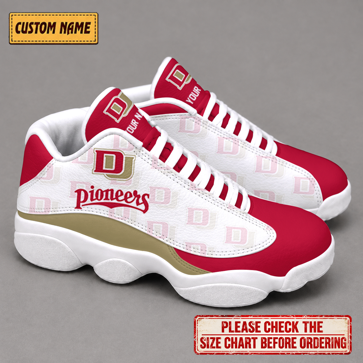 LIMITED EDITION - NEW CUSTOMIZED NCAA MFF07 DEP DENVER PIONEERS AIR JORDAN 13 LOW TOP SNEAKER