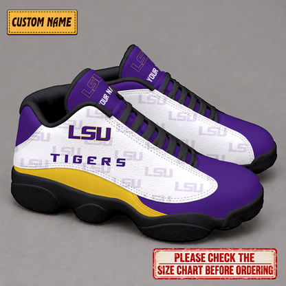 LIMITED EDITION - NEW CUSTOMIZED NCAA CWS07 LST LSU TIGERS AIR JORDAN 13 LOW TOP SNEAKER