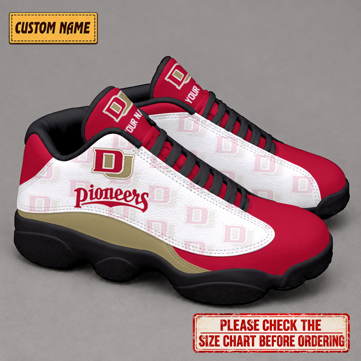 LIMITED EDITION - NEW CUSTOMIZED NCAA MFF07 DEP DENVER PIONEERS AIR JORDAN 13 LOW TOP SNEAKER