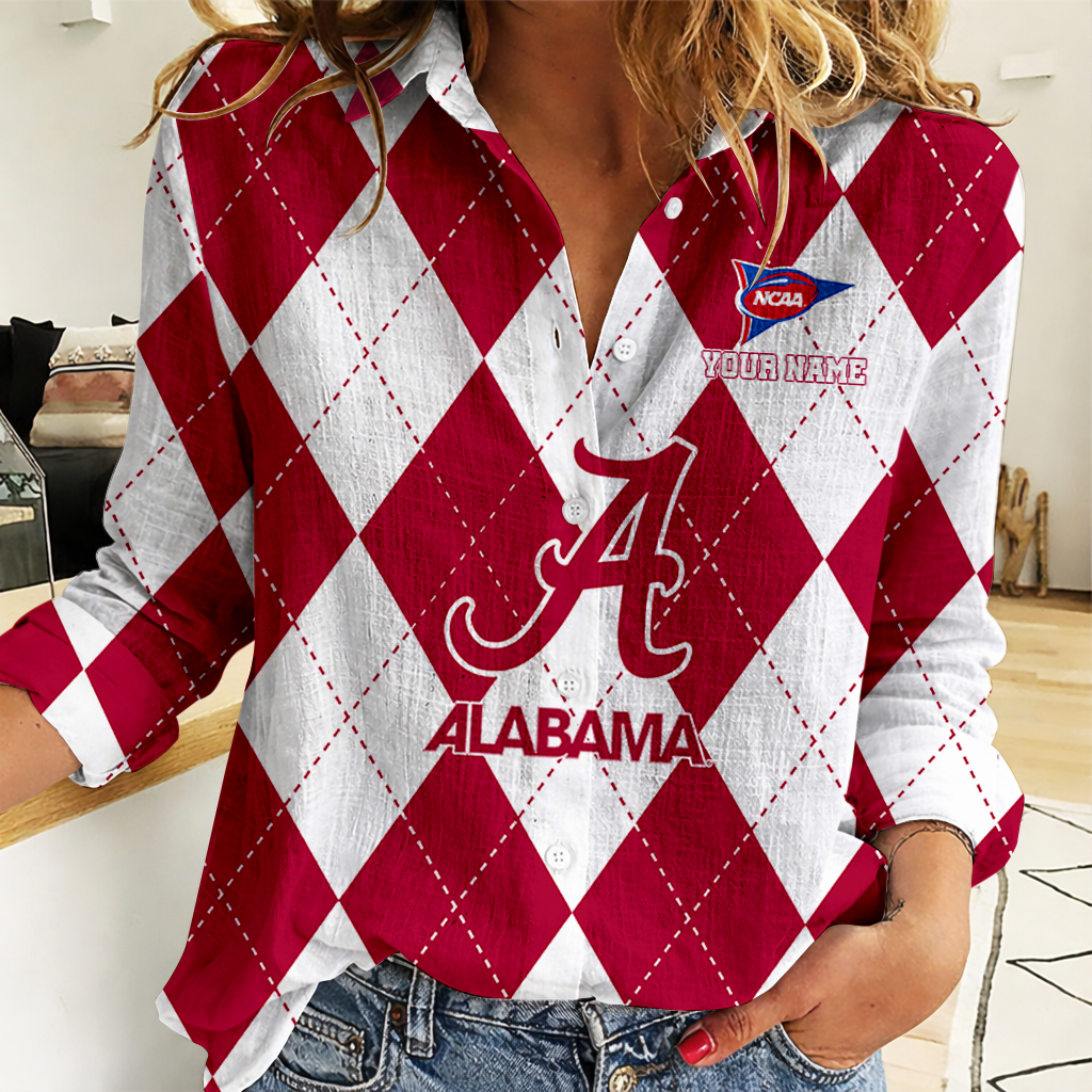 LIMITED DROP - NEW CUSTOMIZED | NCAA FBS08 ABC AB CRIMSON TIDE WOMEN CASUAL SHIRT FOR FAN