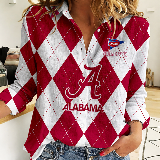 LIMITED DROP - NEW CUSTOMIZED | NCAA FBS08 ABC AB CRIMSON TIDE WOMEN CASUAL SHIRT FOR FAN