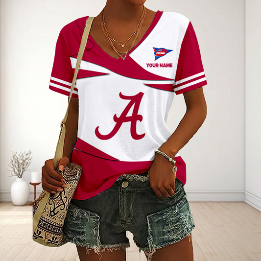 VIRAL EDITON - NEW CUSTOMIZED FBS NCAA08 ABC AB CRIMSON TIDE V-NECK FEMALE SHIRT