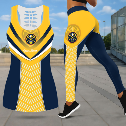 LIMITED EDITION - NEW CUSTOMIZED NBA08 DNU DENVER NUGGETS LEGGINGS & HOLLOW TANK TOP SET