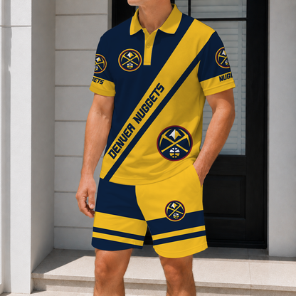 FINAL SALE - NEW CUSTOMIZED NBA08 DNU DENVER NUGGETS POLO SHIRT & SHORT PANTS SET