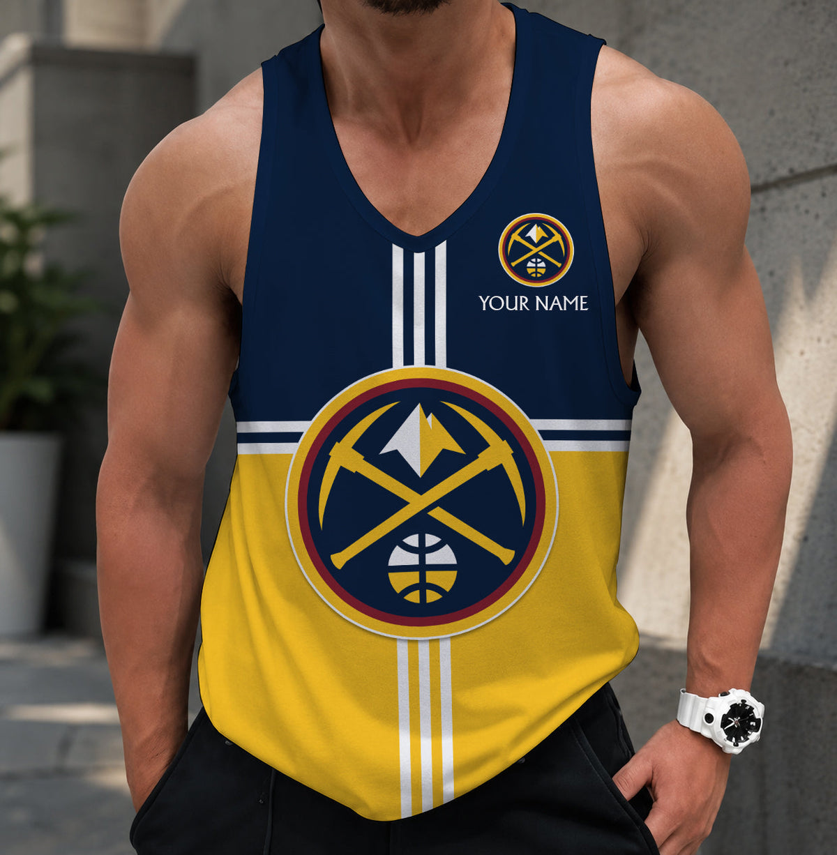 FINAL SALE - NEW CUSTOMIZED NBA08 DNU DENVER NUGGETS MEN'S TANK TOP
