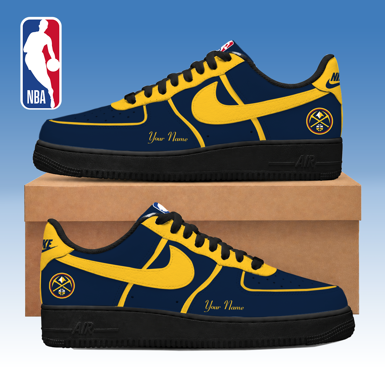 FINAL SALE - NEW CUSTOMIZED NBA08 DNU DENVER NUGGETS AF1 SNEAKERS