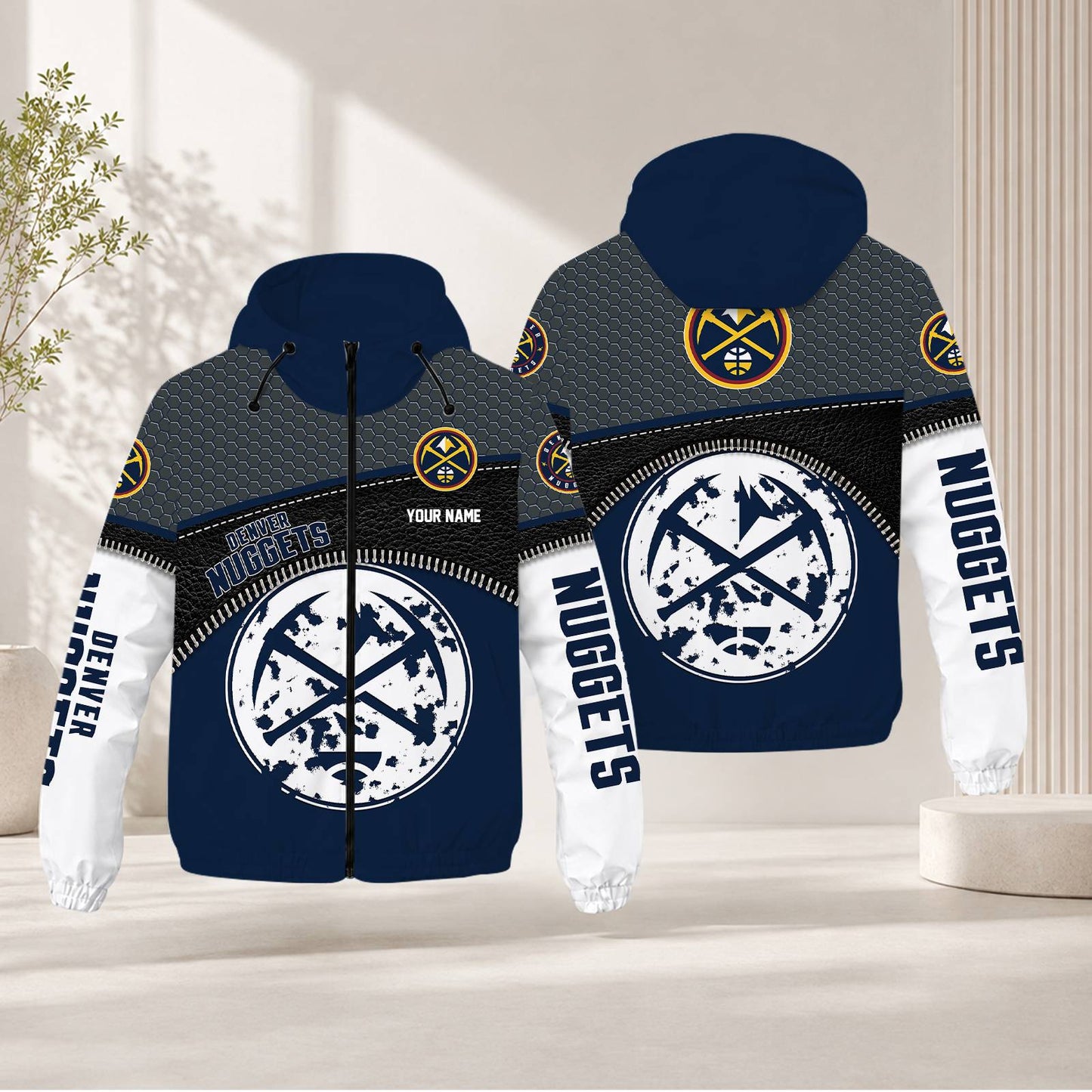 FLASH SALE - NEW CUSTOMIZED NBA08 DNU DENVER NUGGETS WINDBREAKER JACKET