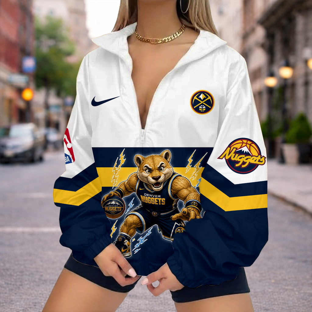 FINAL SALE - NEW CUSTOMIZED NBA08 DNU DENVER NUGGETS V-NECK ZIPPER SWEATSHIRT JACKET