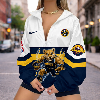 FINAL SALE - NEW CUSTOMIZED NBA08 DNU DENVER NUGGETS V-NECK ZIPPER SWEATSHIRT JACKET