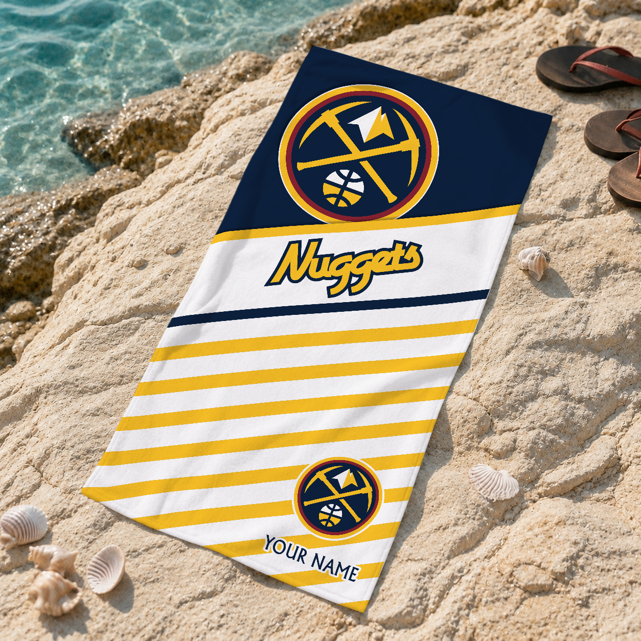 FINAL SALE - NEW CUSTOMIZED NBA08 DNU DENVER NUGGETS BEACH TOWEL FOR FAN