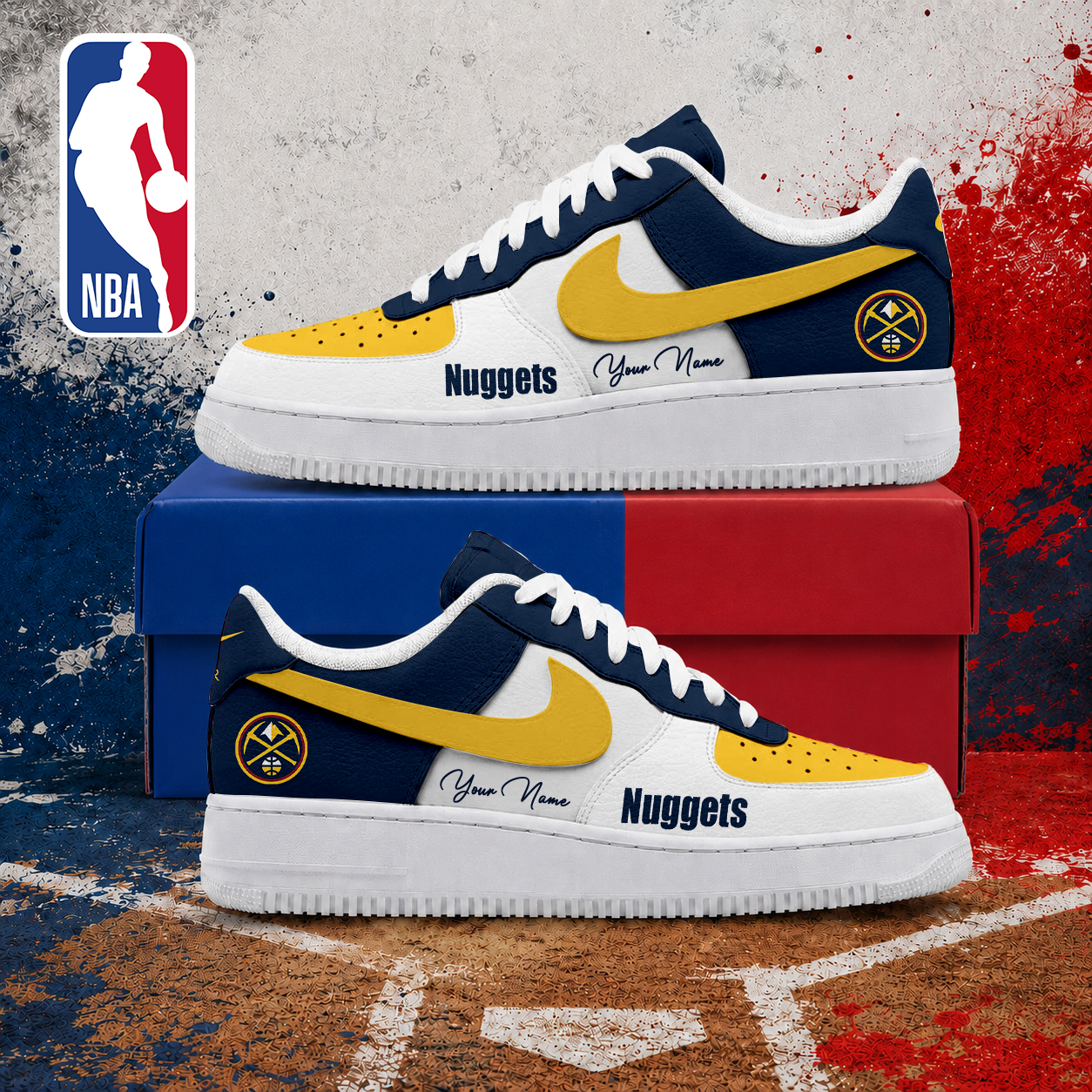 FINAL SALE - NEW CUSTOMIZED NBA08 DNU DENVER NUGGETS AF1 SNEAKERS