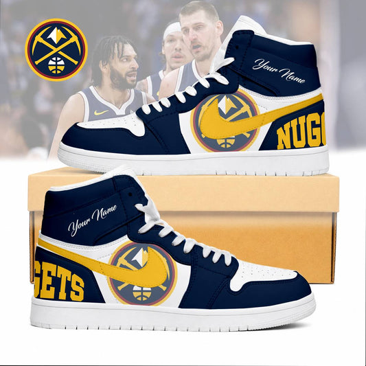 FINAL SALE - NEW CUSTOMIZED NBA08 DNU DENVER NUGGETS AIR JORDAN SNEAKERS