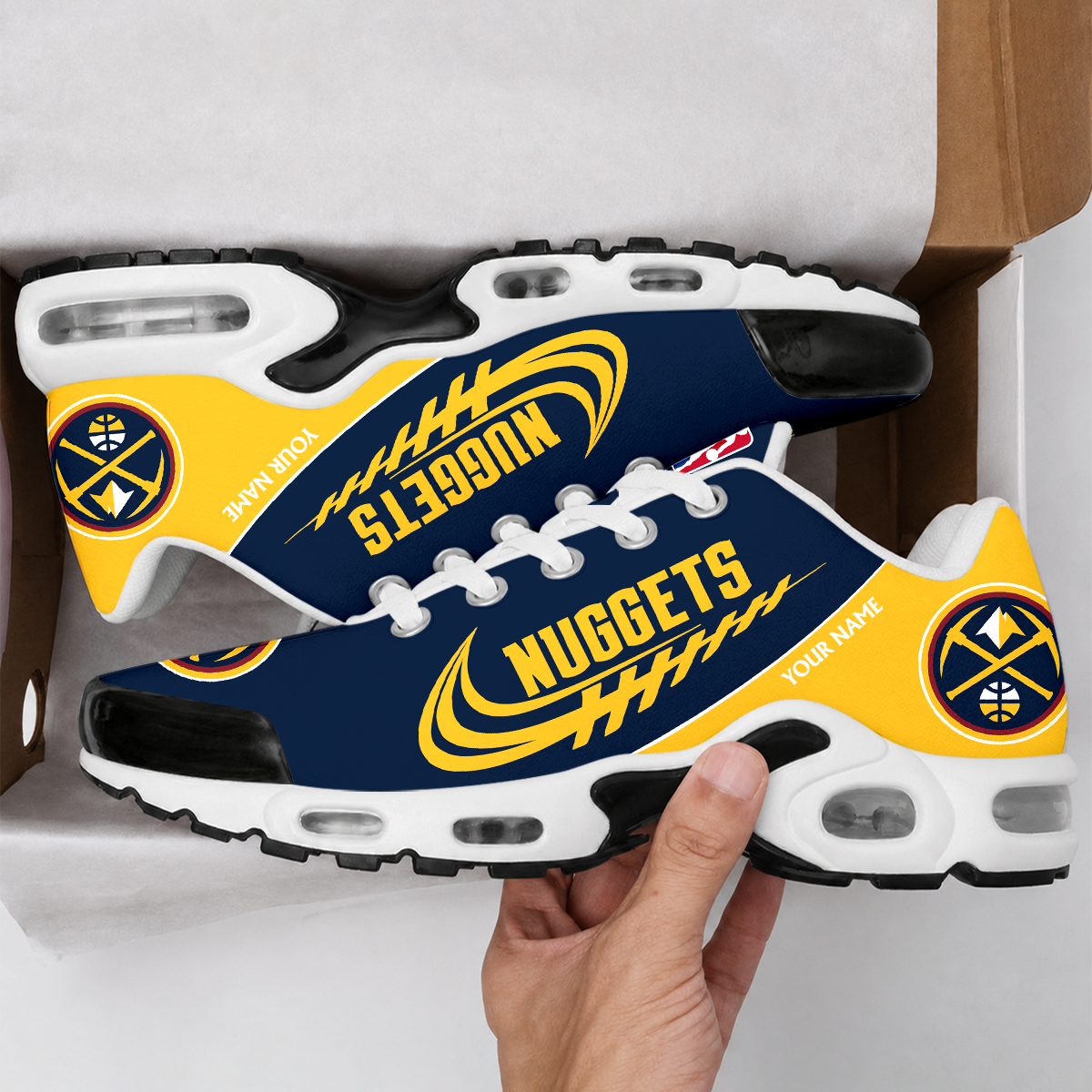 LIMITED EDITION - NEW CUSTOMIZED NBA08 DNU DENVER NUGGETS AIR MAX PLUS SNEAKERS