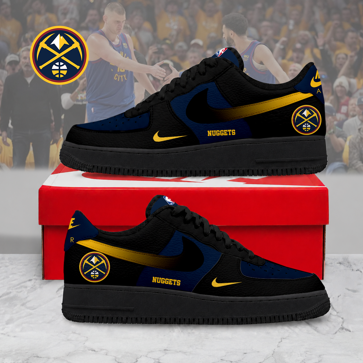 FINAL SALE - NEW CUSTOMIZED NBA08 DNU DENVER NUGGETS AF1 SNEAKERS
