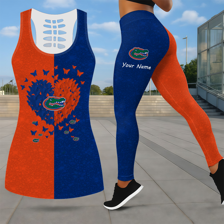 LIMITED EDITION - NEW CUSTOMIZED NCAA CWS08 FLG FLORIDA GATORS LEGGINGS & HOLLOW TANK TOP SET