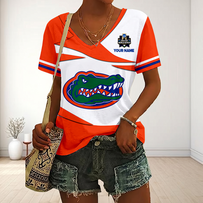 VIRAL EDITON - NEW CUSTOMIZED CWS NCAA08 FLG FL GATORS V-NECK FEMALE SHIRT
