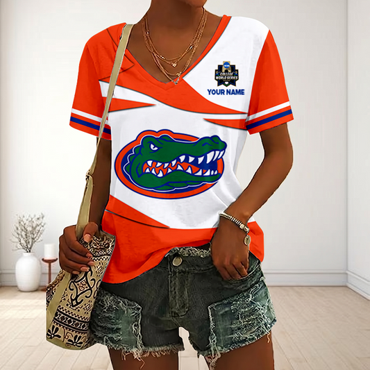 VIRAL EDITON - NEW CUSTOMIZED CWS NCAA08 FLG FL GATORS V-NECK FEMALE SHIRT