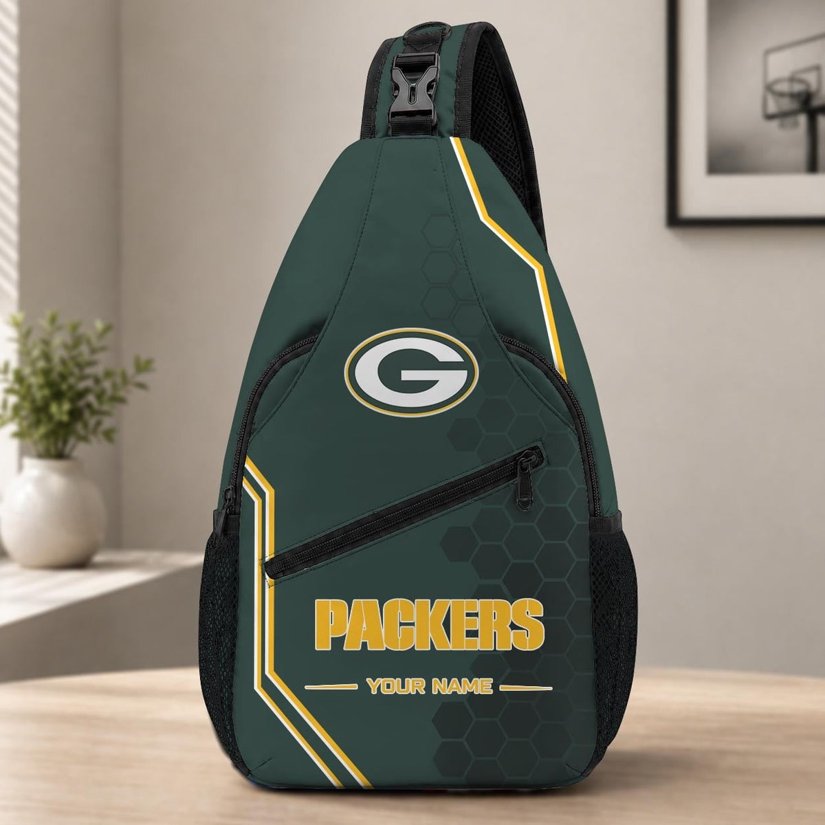 ELITE EDITION - NEW CUSTOMIZED NFL08 GBP GREEN BAY PACKERS SLING BAG