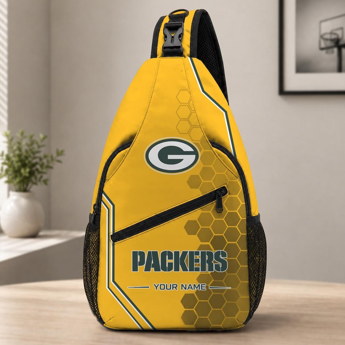 ELITE EDITION - NEW CUSTOMIZED NFL08 GBP GREEN BAY PACKERS SLING BAG