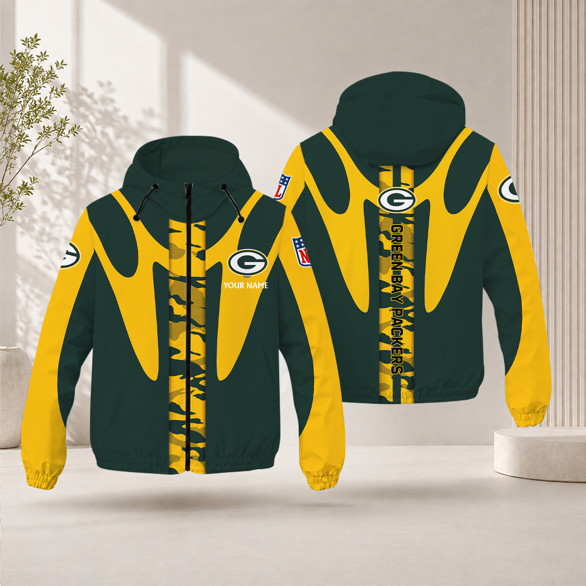 SPECIAL EDITION - NEW CUSTOMIZED NFL08 GBP GREEN BAY PACKERS WINDBREAKER JACKET