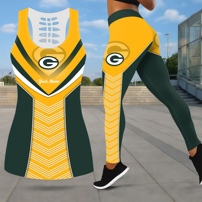 LIMITED EDITION - NEW CUSTOMIZED NFL08 GBP GREEN BAY PACKERS LEGGINGS & HOLLOW TANK TOP SET