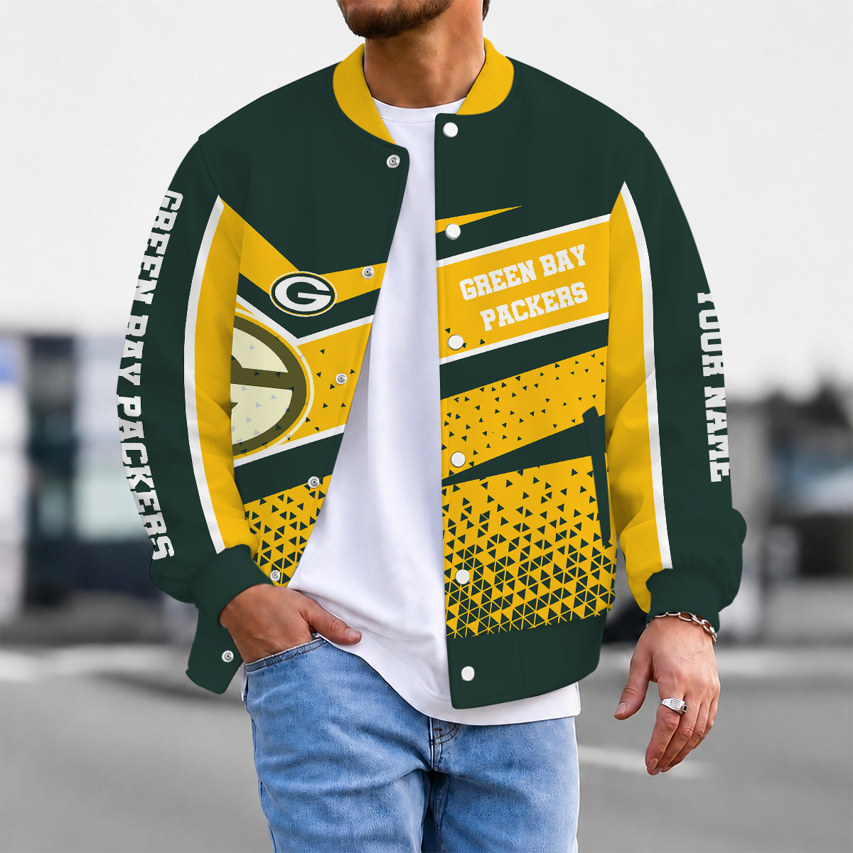 LIMITED EDITION - NEW CUSTOMIZED NFL08 GBP GREEN BAY PACKERS SATIN VARSITY & BASEBALL JACKET