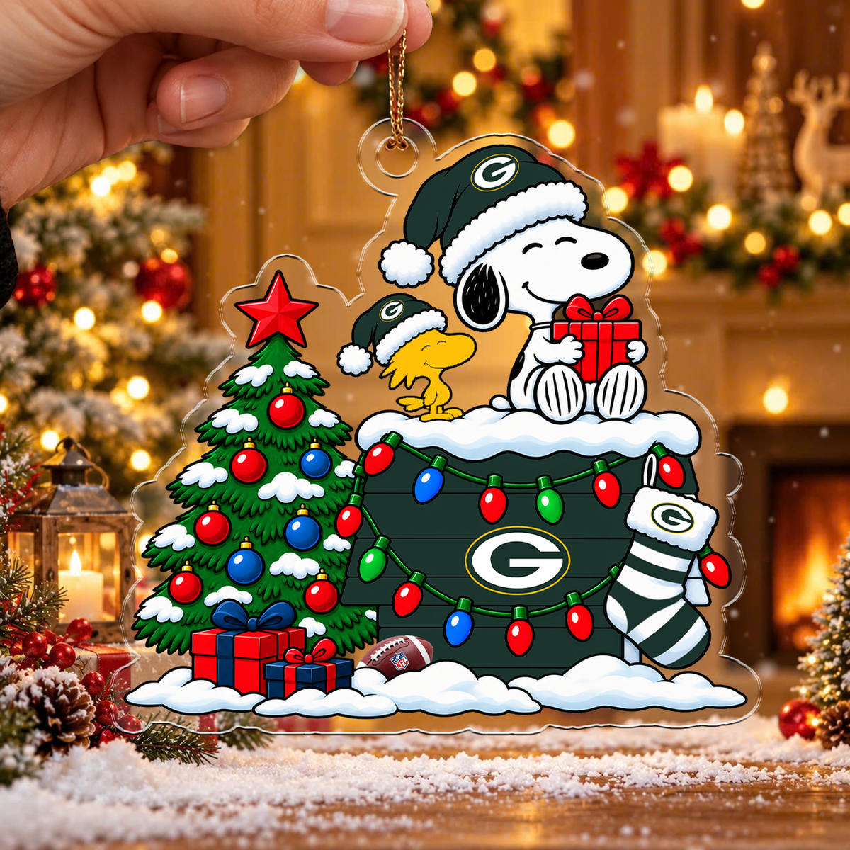 HOT DEAL - NEW CUSTOMIZED NFL08 GBP GREEN BAY PACKERS CHRISTMAS ACRYLIC ORNAMENT