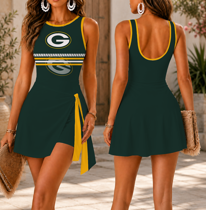 LIMITED EDITION - NEW CUSTOMIZED NFL08 GBP GREEN BAY PACKERS WOMEN'S SUMMER SKORT DRESS